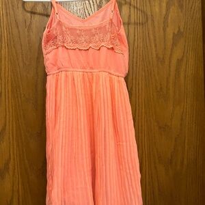 dELiA*s Orange Pleated Sundress for Wedding Guest